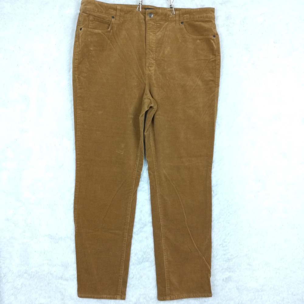Talbots Womens Pants Corduroy Straight Leg Caramel Brown High‎ Rise Plus 18